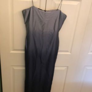 Blue silk spaghetti strap ombre dress INC